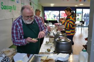 Randall Evans, Wendy Roberts and Elizabeth Rolph, TRA Christmas Fair at Trumpington Pavilion, 1 December 2012.