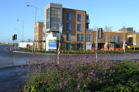 Hackett House at the entrance to the Glebe Farm development, 7 November 2012.