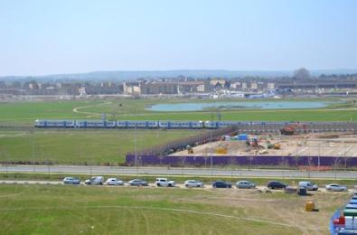 Overlooking the AstraZeneca development and Clay Farm from the Addenbrooke's car park, 14 April 2015.