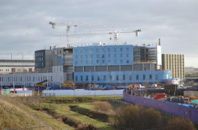 Papworth Hospital from the busway bridge. Photo: Andrew Roberts, 11 December 2016.