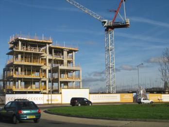 Progress with the marker building on the Abode development. Photo: Cambridge City Council, 30 October 2012.