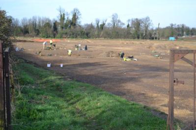 Archaeological work on the field behind CPDC. Photo: Andrew Roberts, 24 February 2011.