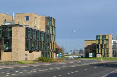 The Williams Building and the Addenbrooke�s Road roundabout, Abode development, 9 November 2014.