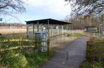 The busway cycle area and the Virido site, Clay Farm, 8 December 2014.