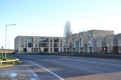 Raeburn House and Lapwing Avenue from Addenbrooke�s Road, Seven Acres, 24 December 2014.