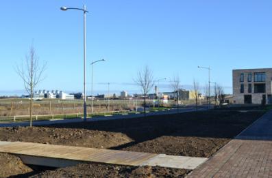 Looking across Addenbrooke�s Road to the hospital, with Raeburn House, Seven Acres, 24 December 2014.