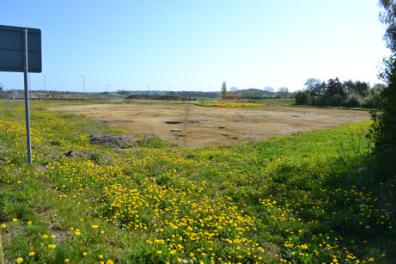 The block of land to the right of the Addenbrooke’s Road roundabout, Clay Farm. Photo: Andrew Roberts, 9 April 2011.