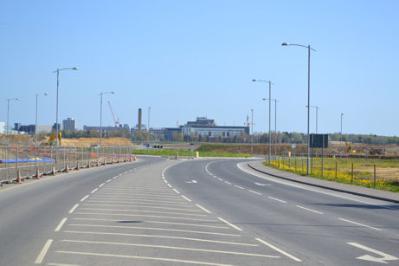 Looking to the Addenbrooke’s Road roundabout and Clay Farm. Photo: Andrew Roberts, 9 April 2011.