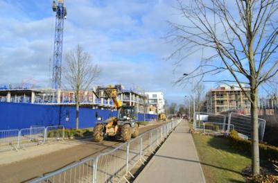Construction work on the Crest Nicholson and Aura developments either side of Lime Avenue, 19 February 2015.
