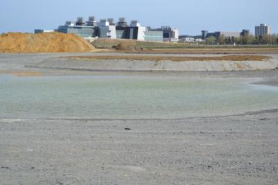 The Clay Farm lake and the LMB from near Hobson’s Brook. Photo: Andrew Roberts, 10 April 2011.