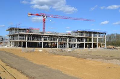 Progress with the construction of the community college, 11 April 2015.