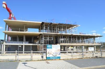 Progress with the construction of the community college, 11 April 2015.