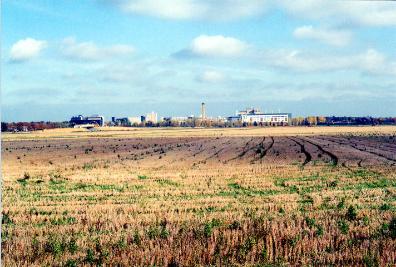Looking across the Showground fields towards Addenbrooke’s Hospital. Photo: Andrew Roberts, 2 November 2007.