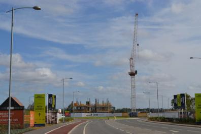 Construction work at the Addenbrooke’s Road roundabout, Clay Farm. Photo: Andrew Roberts, 17 September 2012.