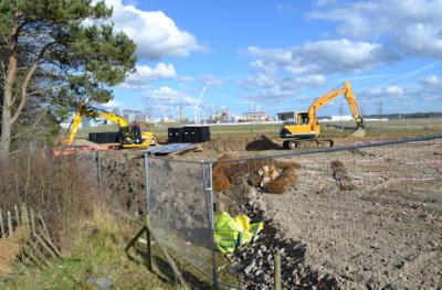 Preliminary work on the Cala Homes development, with CBC in the background. Photo: Andrew Roberts, 4 March 2016.