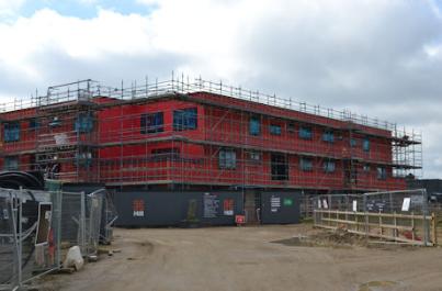 Progress with apartments to the rear of the Clay Farm Centre on the Virido development. Photo: Andrew Roberts, 6 March 2016.