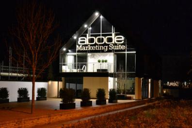 The Abode marketing suite at night, Clay Farm. Photo: Andrew Roberts, 1 November 2012.