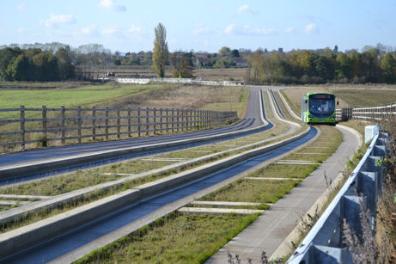 Clay Farm and the track up to the Busway bridge. Photo: Andrew Roberts, 5 November 2012.