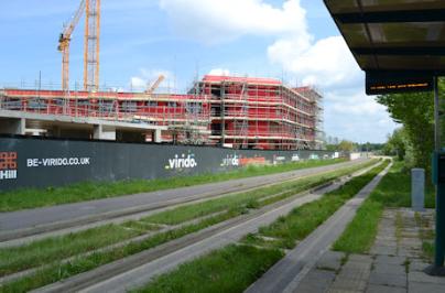 The Virodo development from the busway stop. Photo: Andrew Roberts, 15 May 2016.
