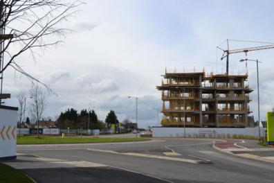Apartments at the Addenbrooke’s Road roundabout, Abode development, Clay Farm. Photo: Andrew Roberts, 11 March 2013.
