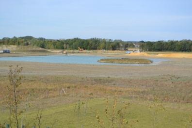 The lake in the Clay Farm green corridor. Photo: Andrew Roberts, 4 October 2011..