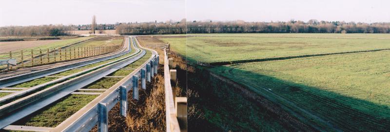 From the Guided Busway railway bridge looking west over Clay Farm and Trumpington. Photo: Andrew Roberts, 11 December 2010.