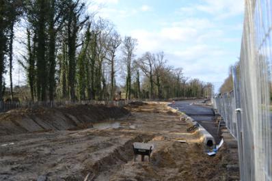 Construction work on the junction of the spine road and Long Road, Clay Farm. Photo: Andrew Roberts, 22 January 2012.