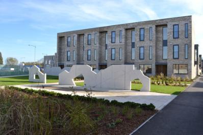 New play area and homes on Partridge Close, Skanska development, Clay Farm. Photo: Andrew Roberts, 30 October 2013.