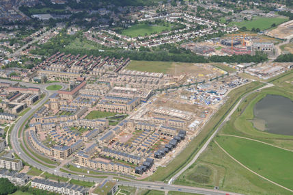 Aerial photograph of the Paragon development and Trumpington village. Countryside Properties, June 2016.