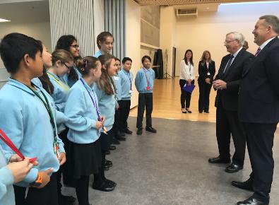 HRH the Duke of Gloucester at the opening of Trumpington Community College, 23 September 2016. Source: Trumpington Community College.