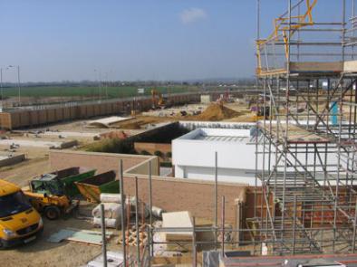 Construction work on Glebe Farm seen from the show home. Photo: Elizabeth Rolph, 2 April 2012.
