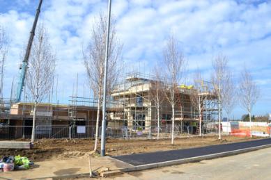 Progress with the first homes on Glebe Farm, Addenbrooke’s Road. Photo: Andrew Roberts, 20 March 2012.