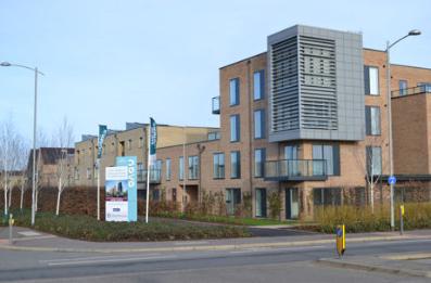 The new apartment block at the entrance to the Novo development, Glebe Farm Drive, 11 January 2015.