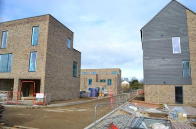 Progress with homes on the eastern part of Glebe Farm, Overhill Close from Addenbrooke's Road. Photo: Andrew Roberts, 26 February 2017.