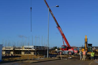 The first homes under construction on Glebe Farm. Photo: Andrew Roberts, 27 January 2012.