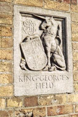 Sculpture on the south pillar in front of the Pavilion, September 2008