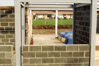 Progress with building work at the Pavilion: the kitchen through to the hall, 1 March 2009