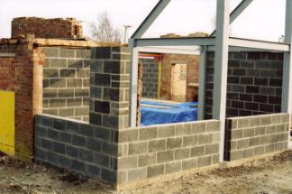 Progress with building work at the Pavilion: the kitchen corner, 1 March 2009