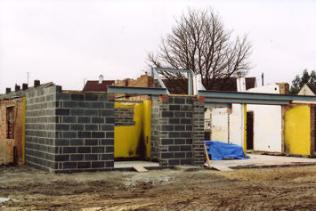 Progress with building work at the Pavilion: the rear elevation from the southeast corner, 1 March 2009