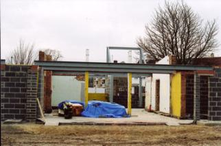 Progress with building work at the Pavilion: the rear elevation, 1 March 2009