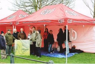 Public session on a stormy day near the Pavilion, 28 March 2009