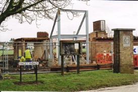 Work underway on the renovation of the Pavilion, with new steelwork being erected, February 2009