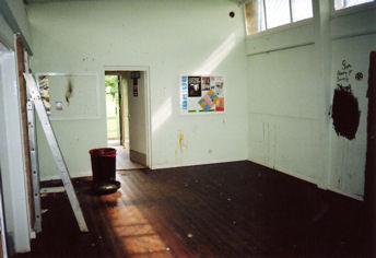 Interior of the Pavilion before renovation: main room and side entrance, June 2008