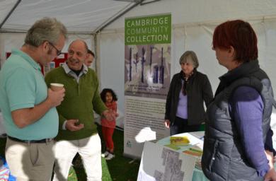 Nevile Gabie, Liz Cox and Nadine Black, for the Cambridge Community Collection, at the Pavilion�s 5th birthday party. Photo: Andrew Roberts, 25 October 2014.