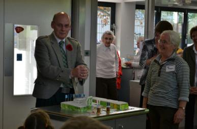 Councillor Russ McPherson, Philippa Slatter, the Pavilion�s 5th birthday party. Photo: Wendy Roberts, 25 October 2014.