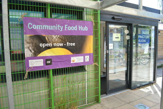 Trumpington Food Hub at Trumpington Pavilion. Photo: Andrew Roberts, 19 May 2020.