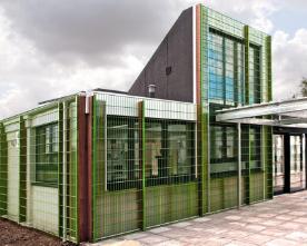 Trumpington Pavilion: the entrance and frontage as building work nears completion. Photo: Stephen Brown, 10 July 2009.