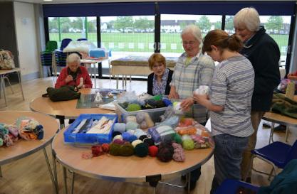 Trumpington Stitchers at Trumpington Pavilion. Photo: Andrew Roberts, 8 May 2017.