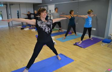 Iyengar Yoga Thursday session at Trumpington Pavilion, with Dr Diane Bamber (Eight Yoga). Photo: Andrew Roberts, 29 November 2018.