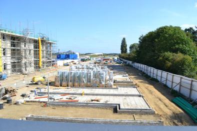 Looking towards the green corridor from the Skanska show house, Seven Acres development, Clay Farm. Photo: Andrew Roberts, 15 September 2012.